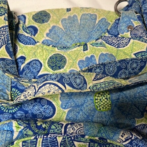 Vera Bradley Quilted Blue Green White Multi Compartments Quilted Shoulder Bag - Picture 14 of 16